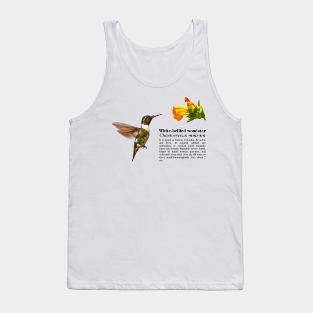 White-bellied woodstar hummingbird black text Tank Top by Ornamentum